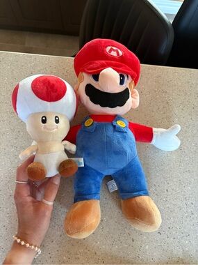 Nintendo Mario & Toad Plush Set - Red, Blue, White, Tan